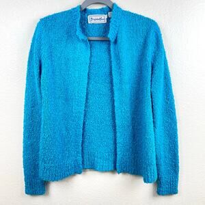 Vintage Womens Cardigan Sz S/M Aqua Cottage Indie Grunge Hipster Chunky Twee